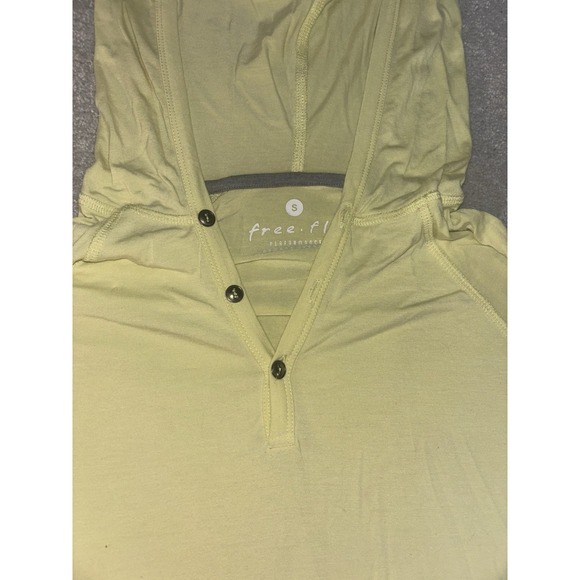 Women's Free Fly Thin Hooded Long Sleeve Shirt Thumb Holes Small Citron - Picture 3 of 8